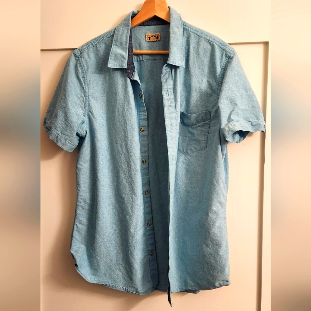 1901 Trim Fit Short Sleeve Button Down Shirt Blue Men's Size XL Nordstrom